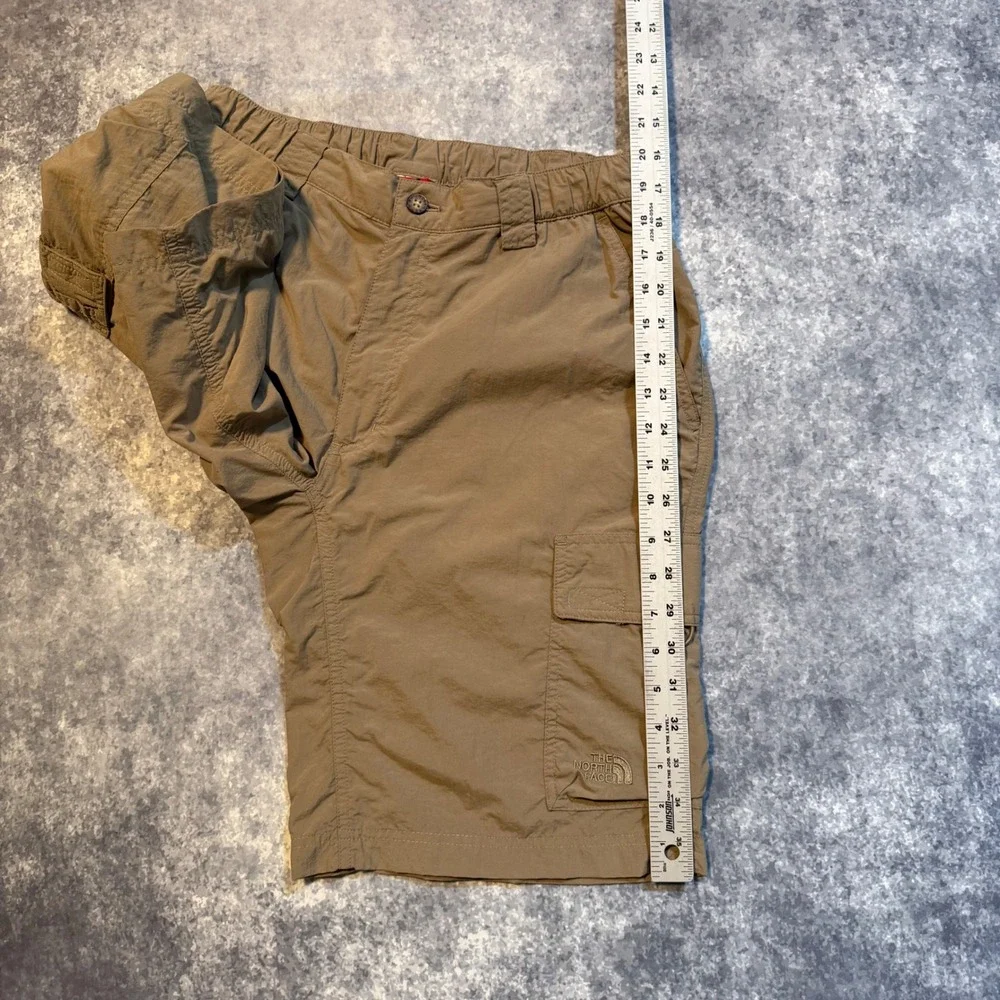 The North Face Mens Brown Nylon Cargo Hiking Shorts Size Small Stow Pocket‎ Tan